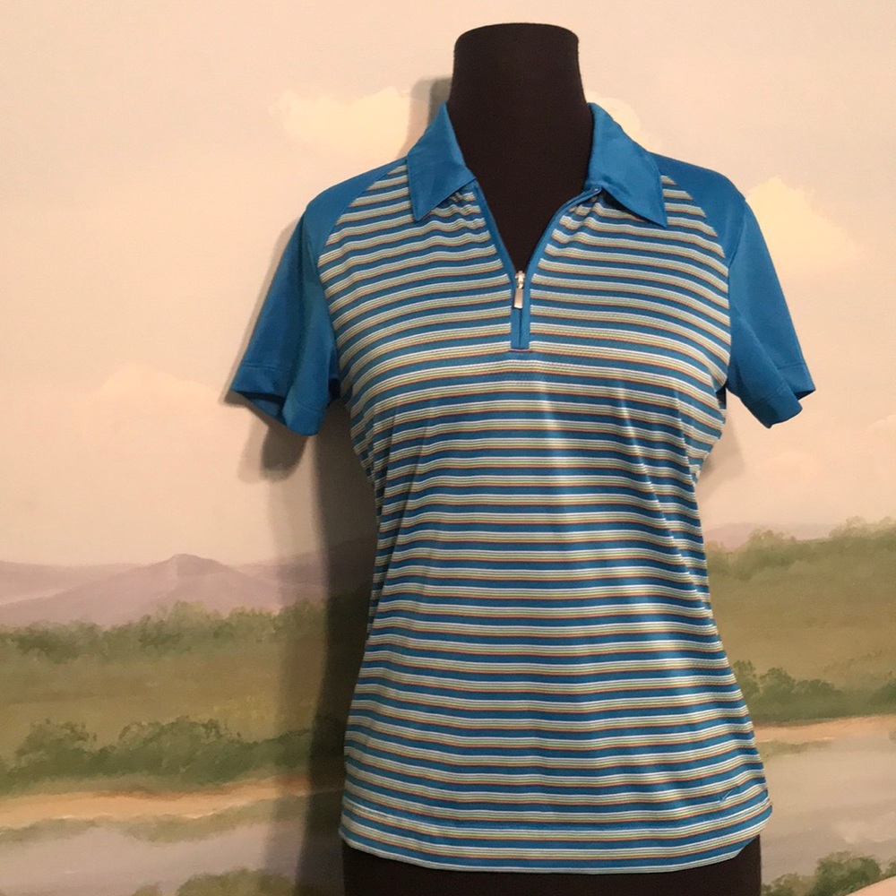 Nike dry fit blue stripe golf shirt